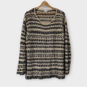J Jill Chunky Beige Sweater Women’s Size Large Knit Long Sleeve Stretch Casual